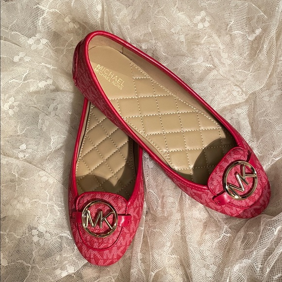 Michael Kors Cherry Red Logo Flats - Picture 4 of 5